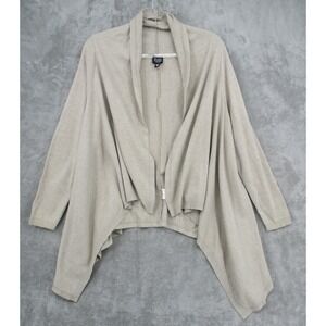 Eileen Fisher Sweater Womens Large Petite Open Front Waterfall Minimalist Beige